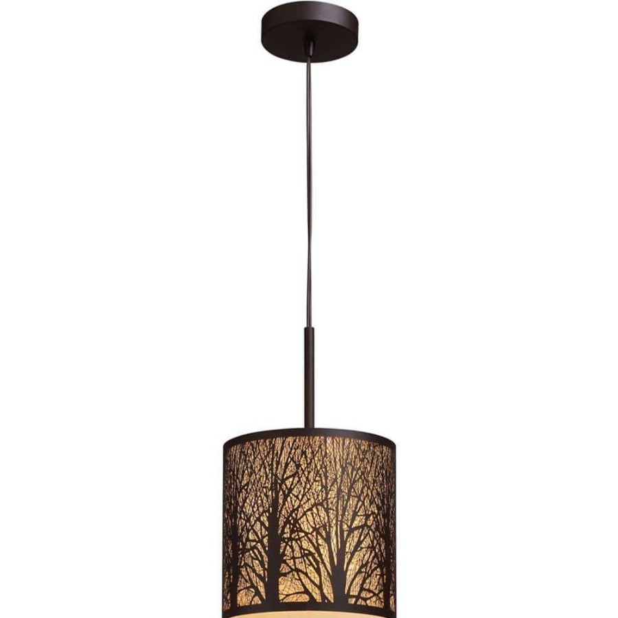 Pendant Lights * | Woodland Sunrise 1-Light Aged Bronze Pendant By Titan Lighting