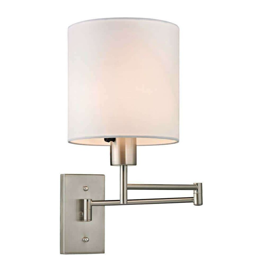 Wall Sconces * | Aspen Collection 1-Light Brushed Nickel Swing Arm Sconce By Titan Lighting