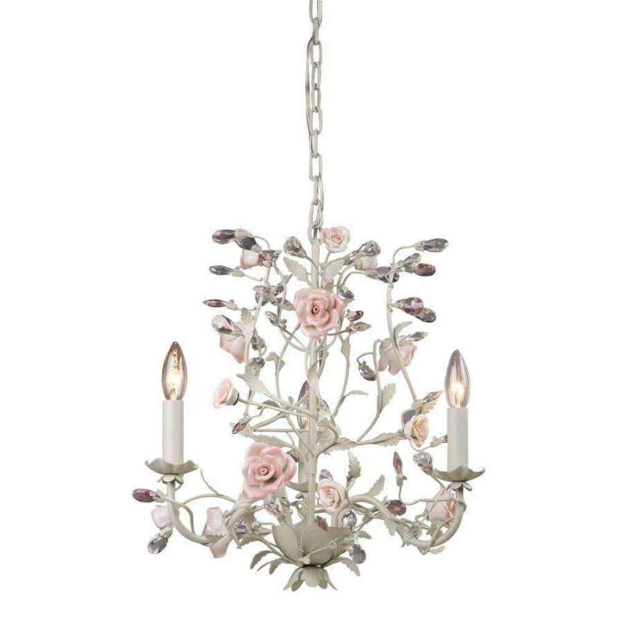 Chandeliers * | Heritage 3-Light Cream Ceiling Mount Chandelier By Titan Lighting