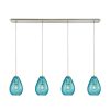 Pendant Lights * | Lagoon 4-Light Linear Pan In Satin Nickel With Aqua Water Glass Pendant By Titan Lighting