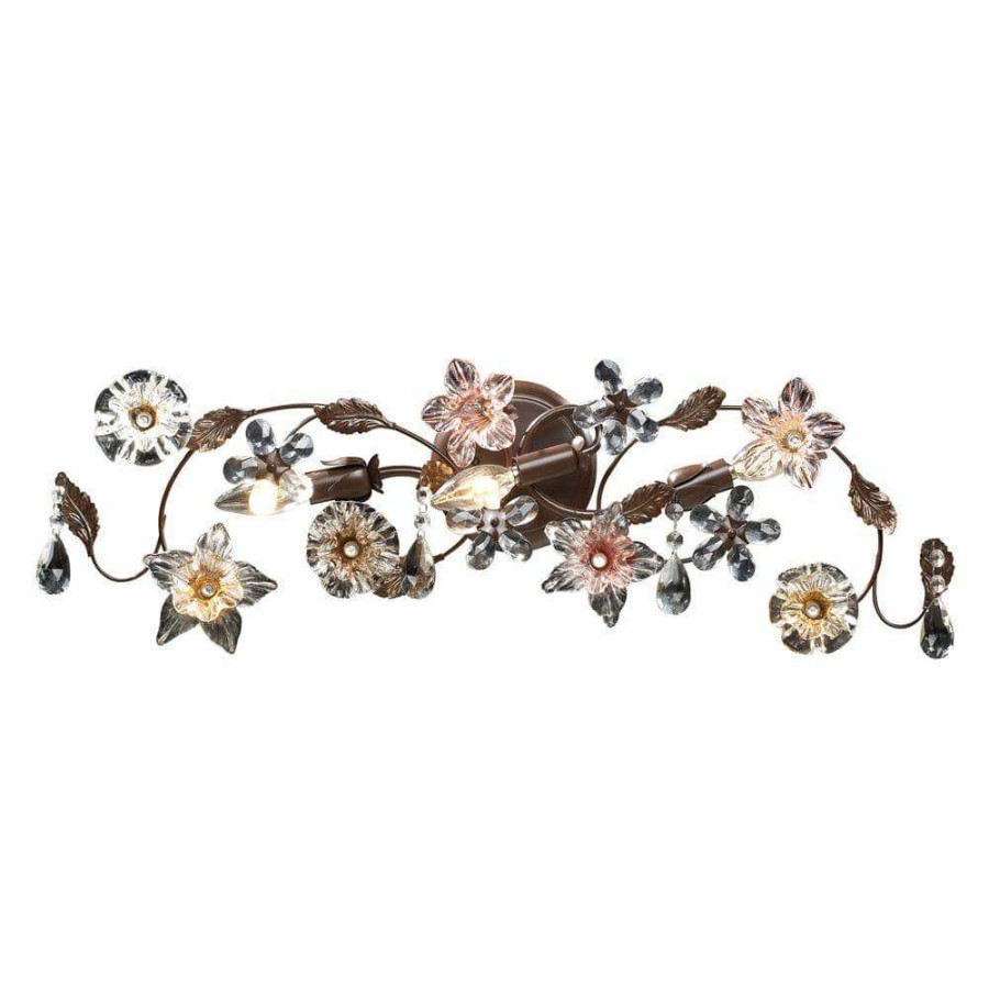 Vanity Lighting * | Cristallo Fiore 3-Light Deep Rust Wall Mount Vanity Light By Titan Lighting