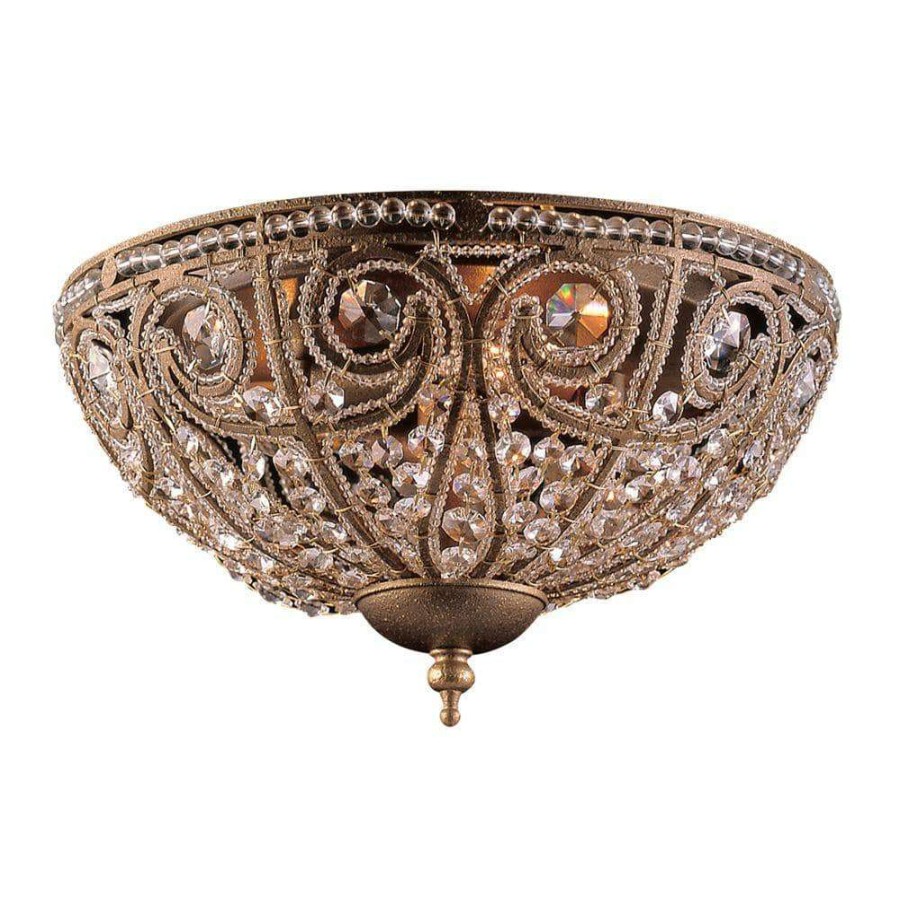 Chandeliers * | Elizabethan 3-Light Dark Bronze Ceiling Flush Mount By Titan Lighting