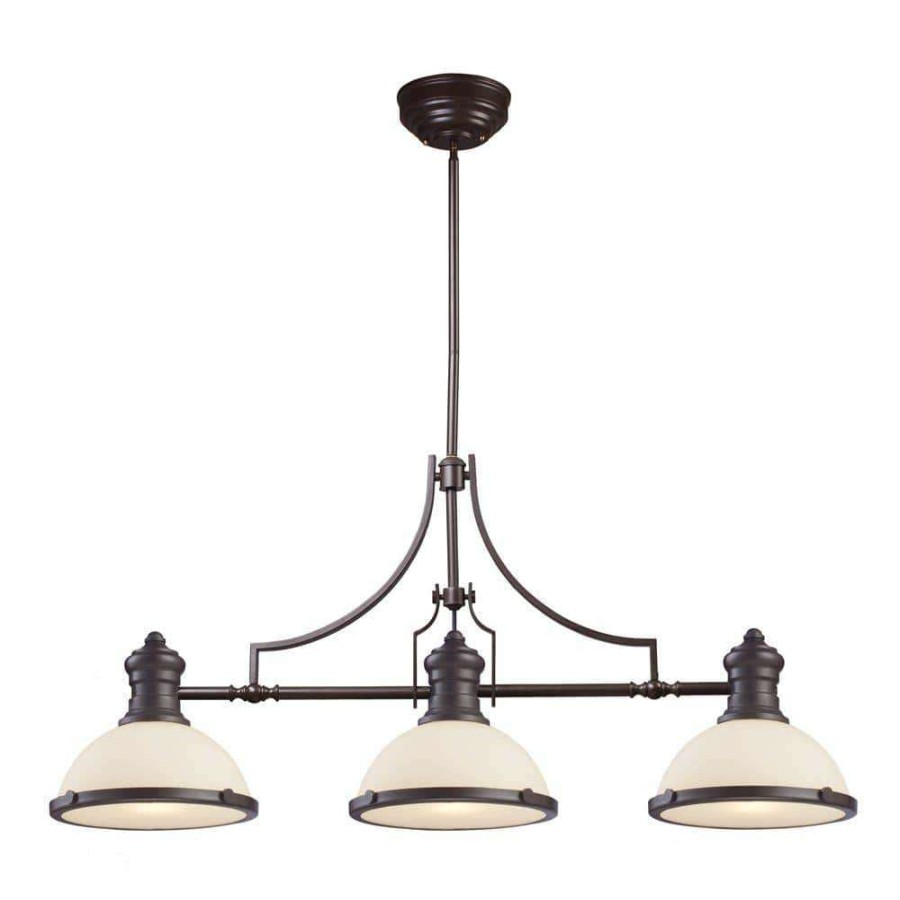 Chandeliers * | Chadwick 3-Light Oiled Bronze Island Light By Titan Lighting