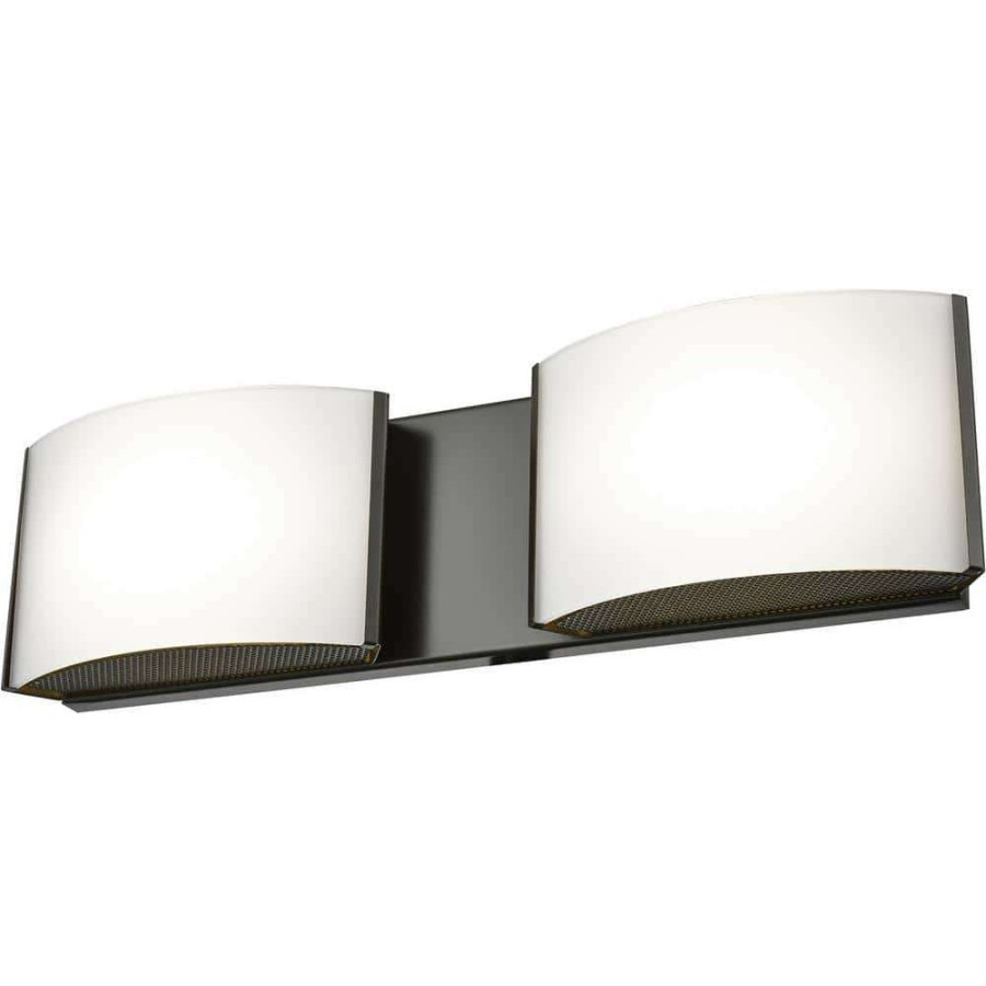 Vanity Lighting * | Pandora 2-Light Oiled Bronze And Opal Glass Led Vanity Light By Titan Lighting