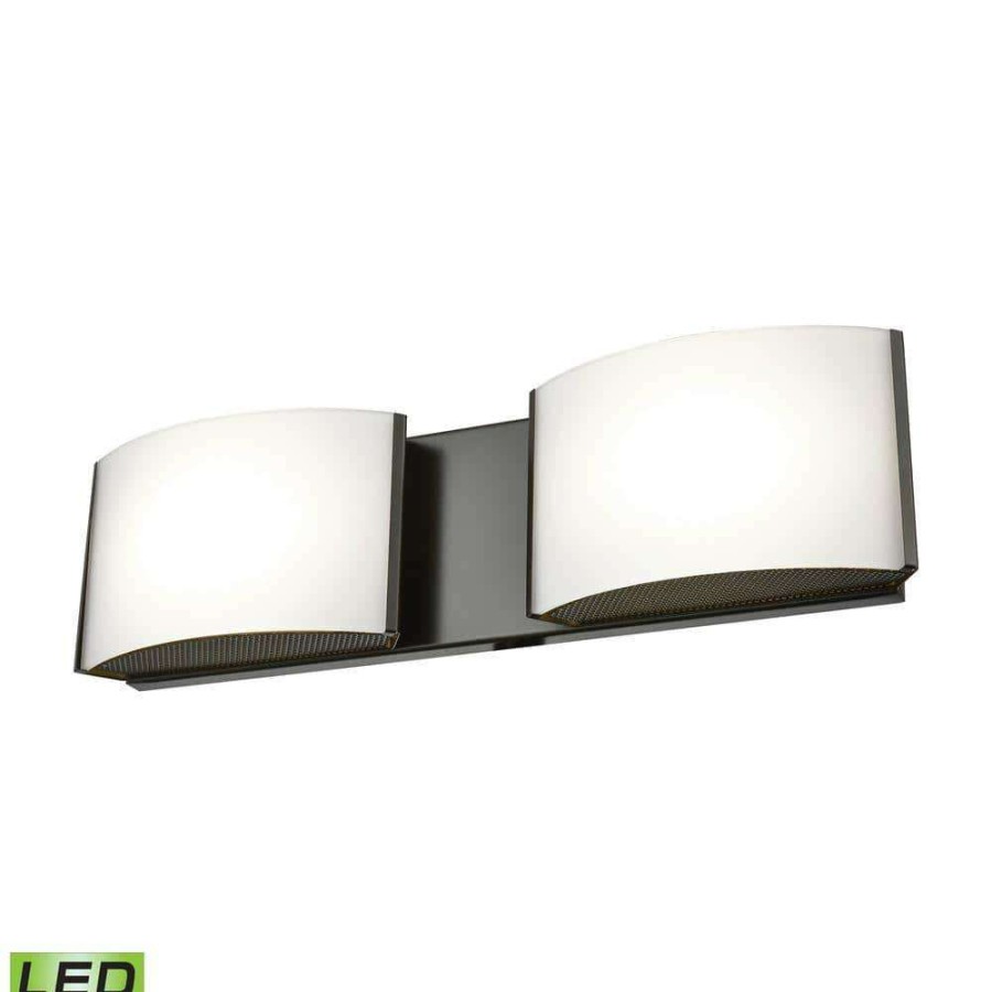 Vanity Lighting * | Pandora 2-Light Oiled Bronze And Opal Glass Led Vanity Light By Titan Lighting