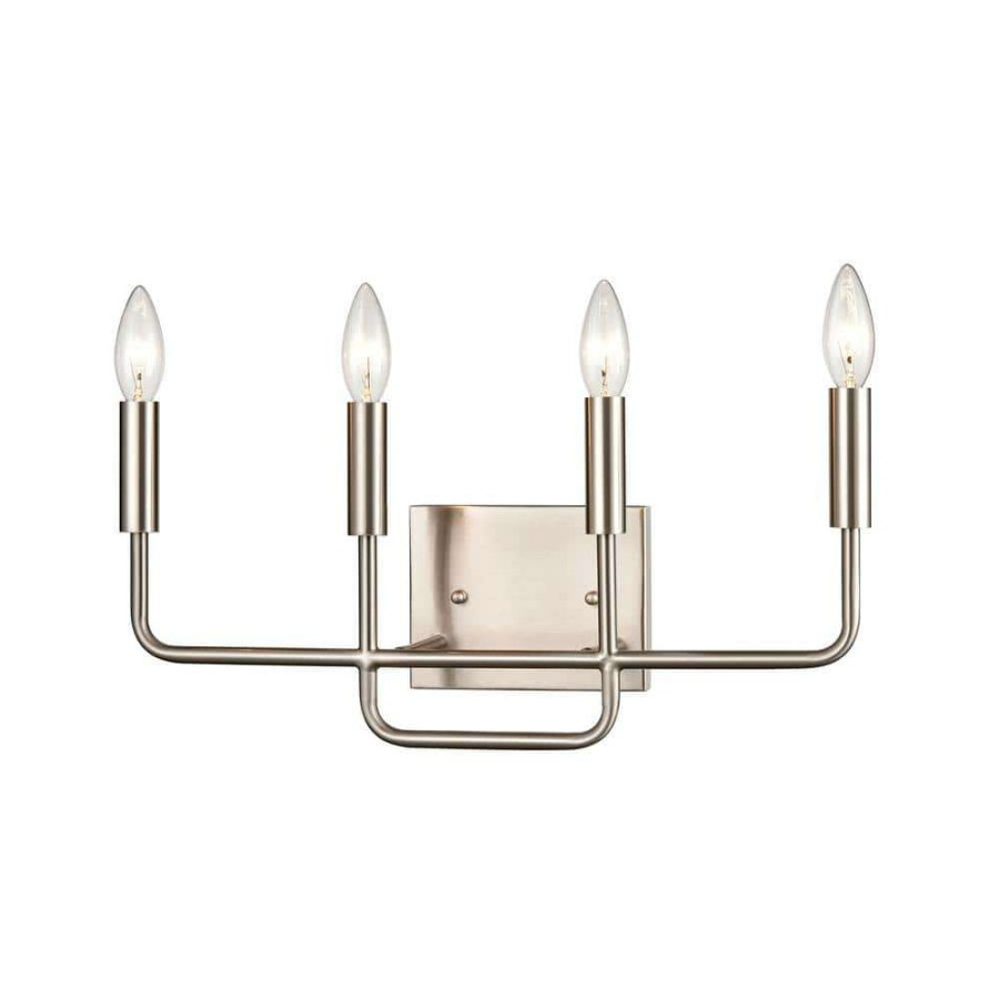 Vanity Lighting * | 18.5 In. 4 Light Brushed Nickel Vanity Light By Titan Lighting