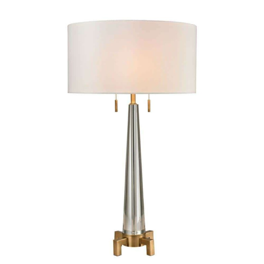 Lamps * | Bedford 30 In. Aged Brass Solid Crystal Table Lamp By Titan Lighting