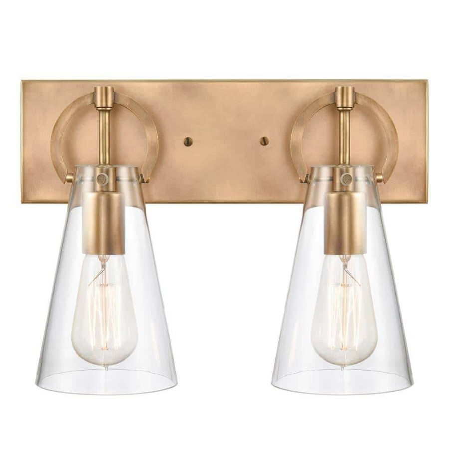 Vanity Lighting * | Gabby 15 In. 2-Light Natural Brass Vanity Light By Titan Lighting