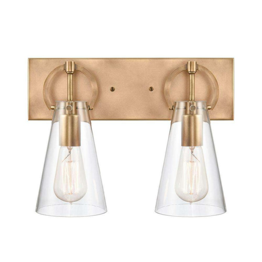 Vanity Lighting * | Gabby 15 In. 2-Light Natural Brass Vanity Light By Titan Lighting