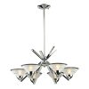 Chandeliers * | Refraction 6-Light Polished Chrome Chandelier With Etched Clear Glass Shades By Titan Lighting