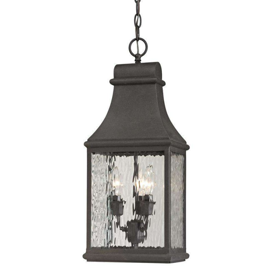 Outdoor Lighting * | Worcester Forge Collection 3-Light Charcoal Outdoor Pendant By Titan Lighting