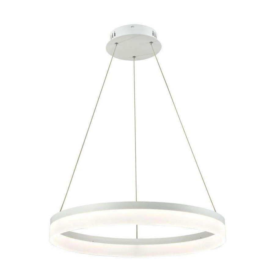 Pendant Lights * | Cycloid 1-Light Matte White With Acrylic Diffuser Medium Led Pendant By Titan Lighting