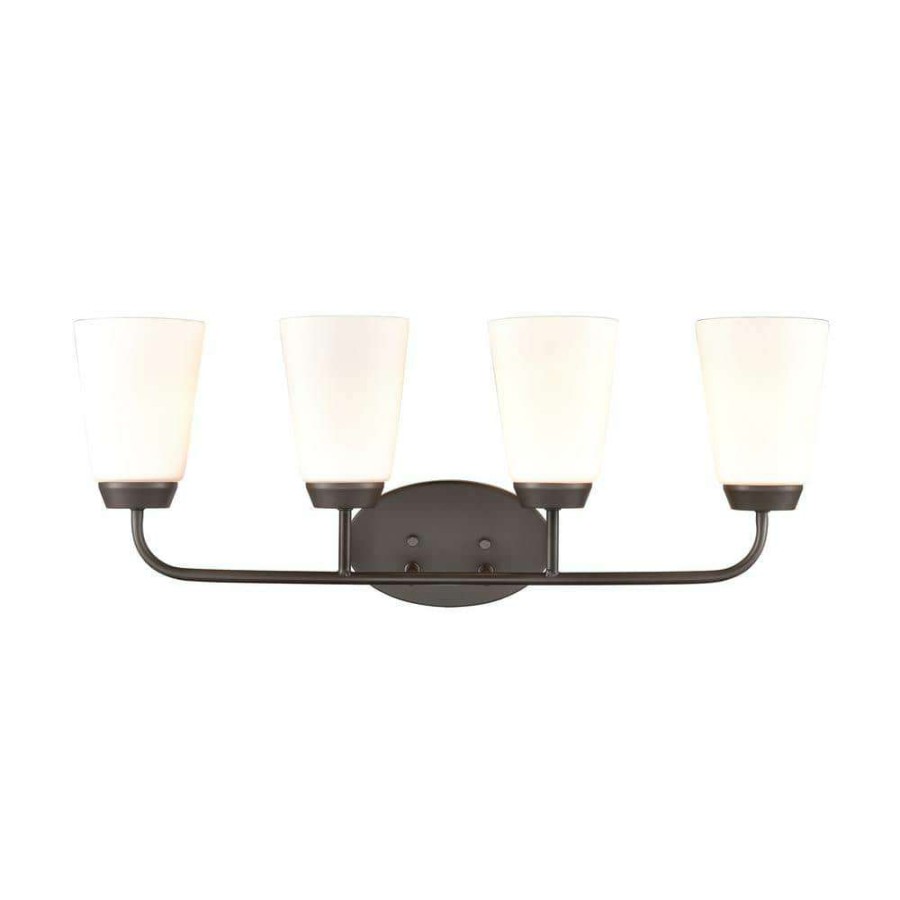 Vanity Lighting * | 28 In. 4 Light Oil Rubbed Bronze Vanity Light By Titan Lighting