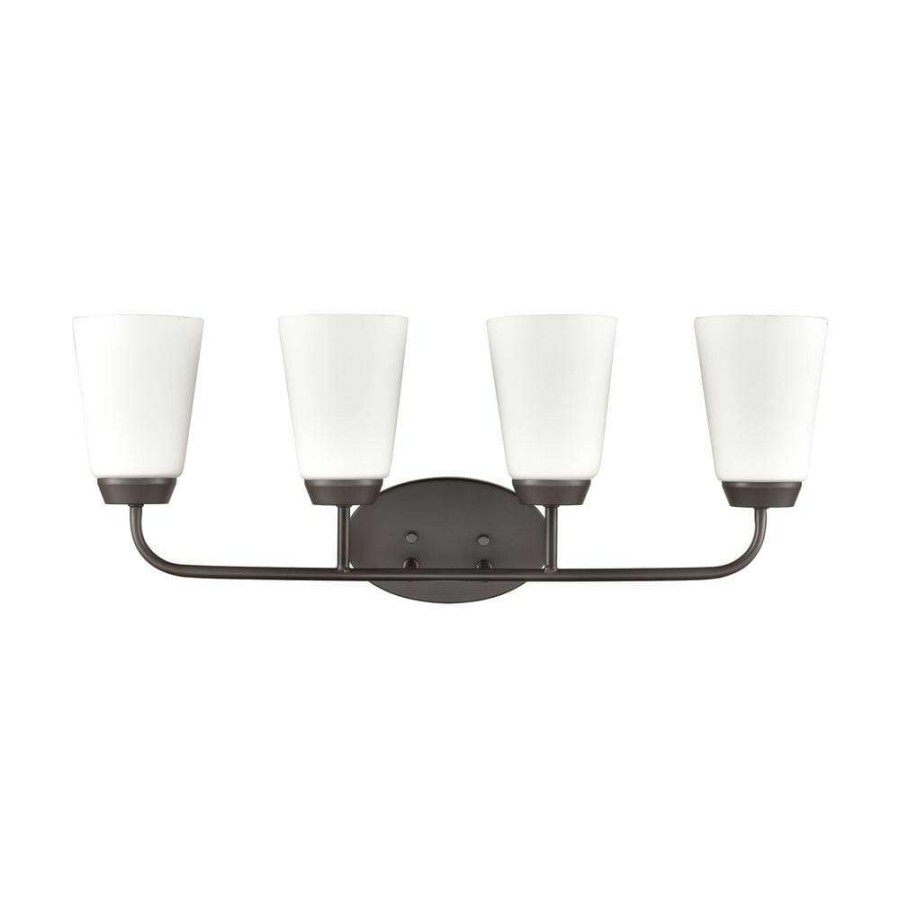 Vanity Lighting * | 28 In. 4 Light Oil Rubbed Bronze Vanity Light By Titan Lighting