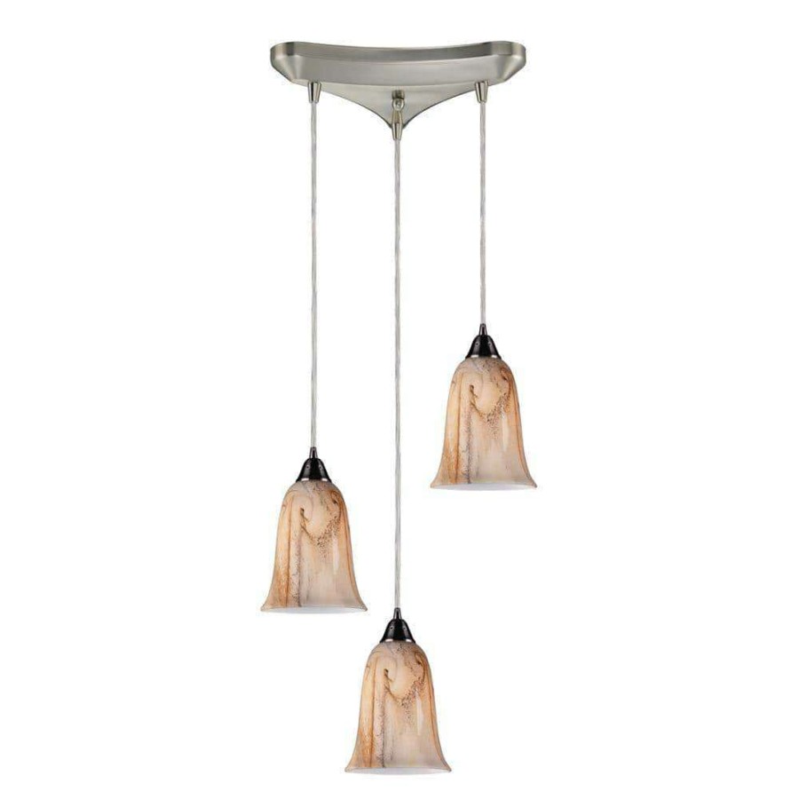 Pendant Lights * | Granite 3-Light Satin Nickel Ceiling Mount Pendant By Titan Lighting