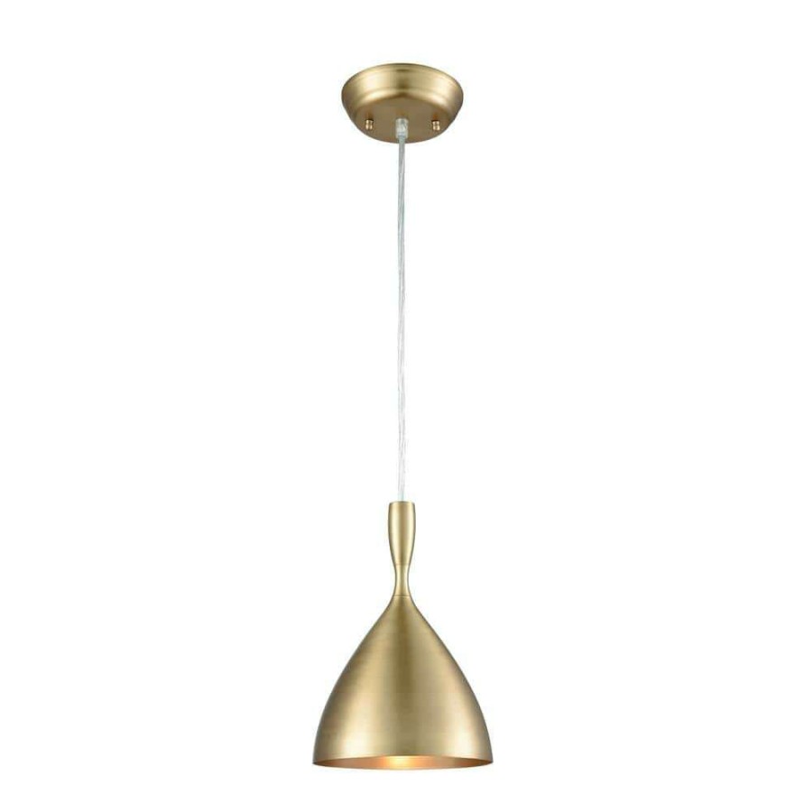 Pendant Lights * | Spun Aluminum 1-Light French Brass Pendant By Titan Lighting