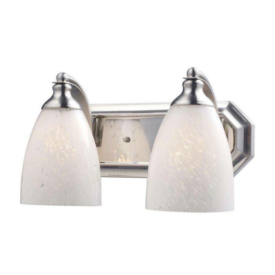 Vanity Lighting * | 2-Light Satin Nickel Wall Mount Vanity Light By Titan Lighting