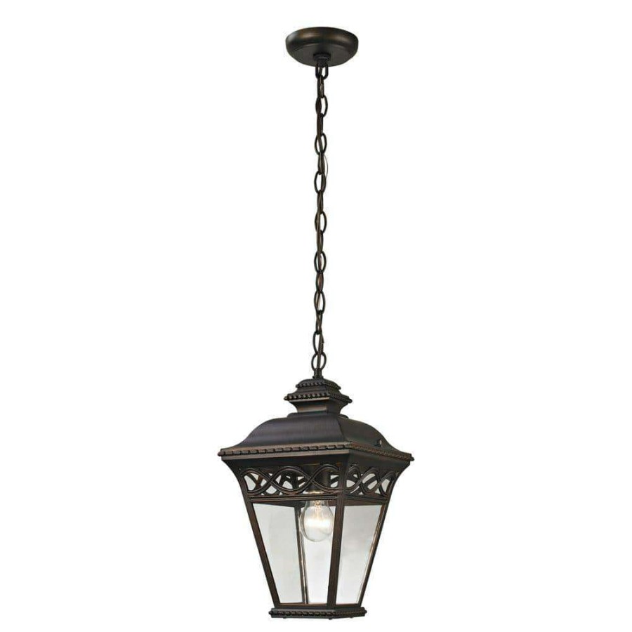 Outdoor Lighting * | Mendham 1-Light Hazelnut Bronze Outdoor Pendant By Titan Lighting