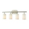 Vanity Lighting * | Pemlico 4-Light Satin Nickel With White Glass Bath Light By Titan Lighting