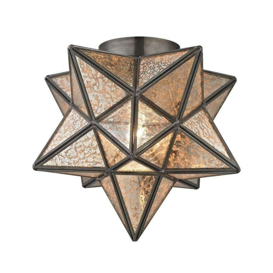 Chandeliers * | Moravian Bronze Star Flush Mount By Titan Lighting