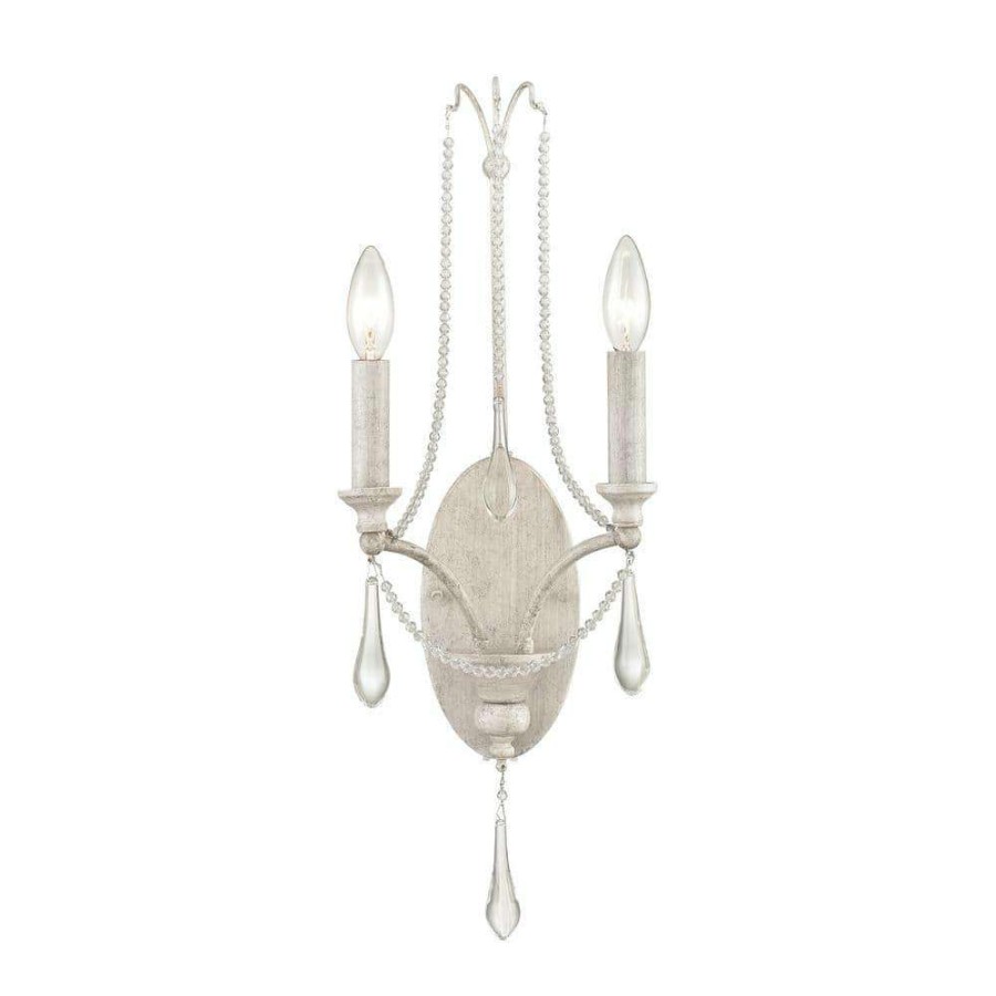 Wall Sconces * | French Parlor 2-Light Vintage White Wall Sconce By Titan Lighting