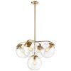 Chandeliers * | Collective 5-Light Satin Brass Chandelier With Glass Shades By Titan Lighting