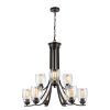 Chandeliers * | 9-Light Oil Rubbed Bronze Tiered Chandelier With Glass Shades By Titan Lighting