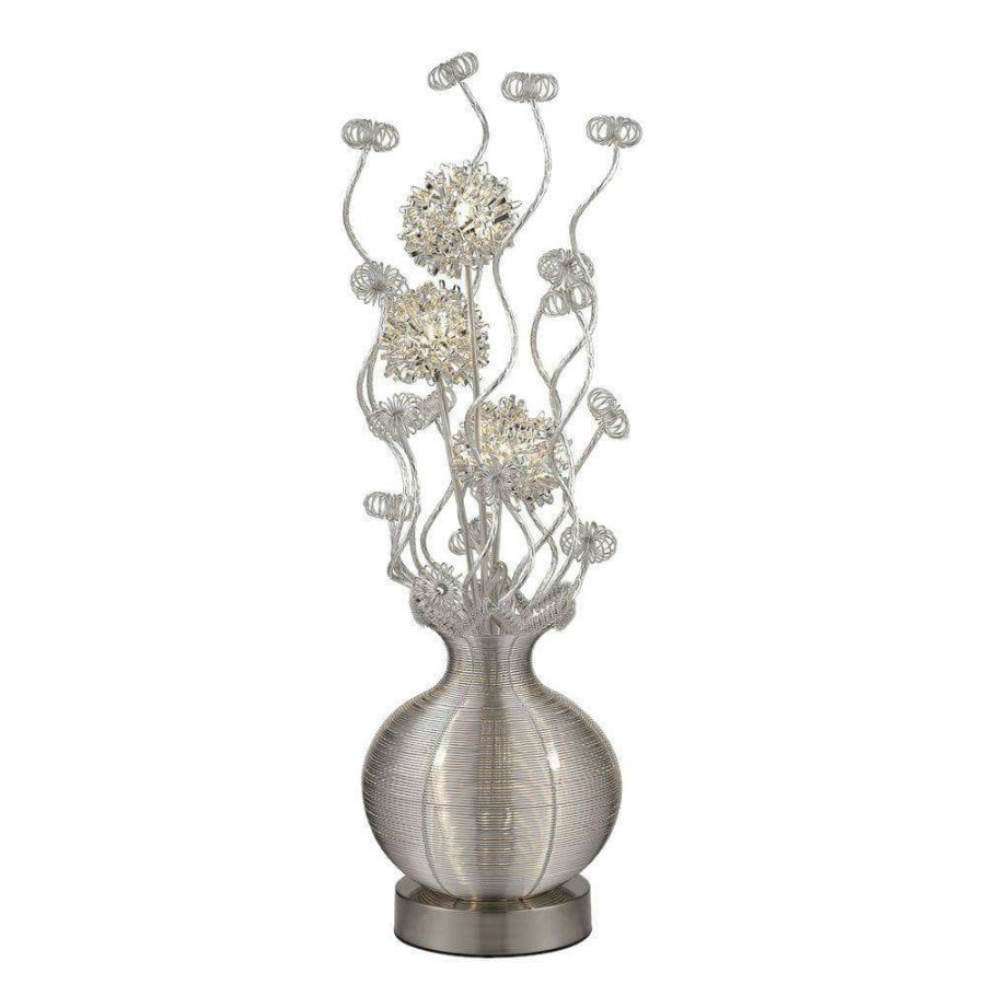 Lamps * | Lazelle 34.5 In. Silver Contemporary Floral Display Floor Lamp By Titan Lighting