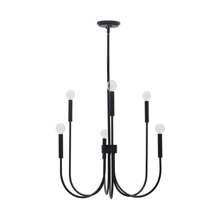 Chandeliers * | Cary 6-Light Matte Black Chandelier By Titan Lighting