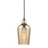 Pendant Lights * | Hammered Glass 1-Light Oil Rubbed Bronze With Hammered Amber Plated Glass Pendant By Titan Lighting