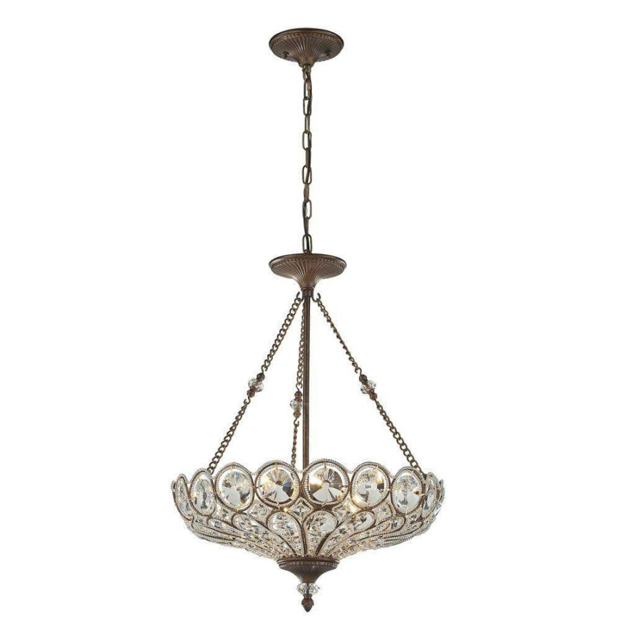 Chandeliers * | Christina 5-Light Mocha Ceiling Mount Pendant By Titan Lighting