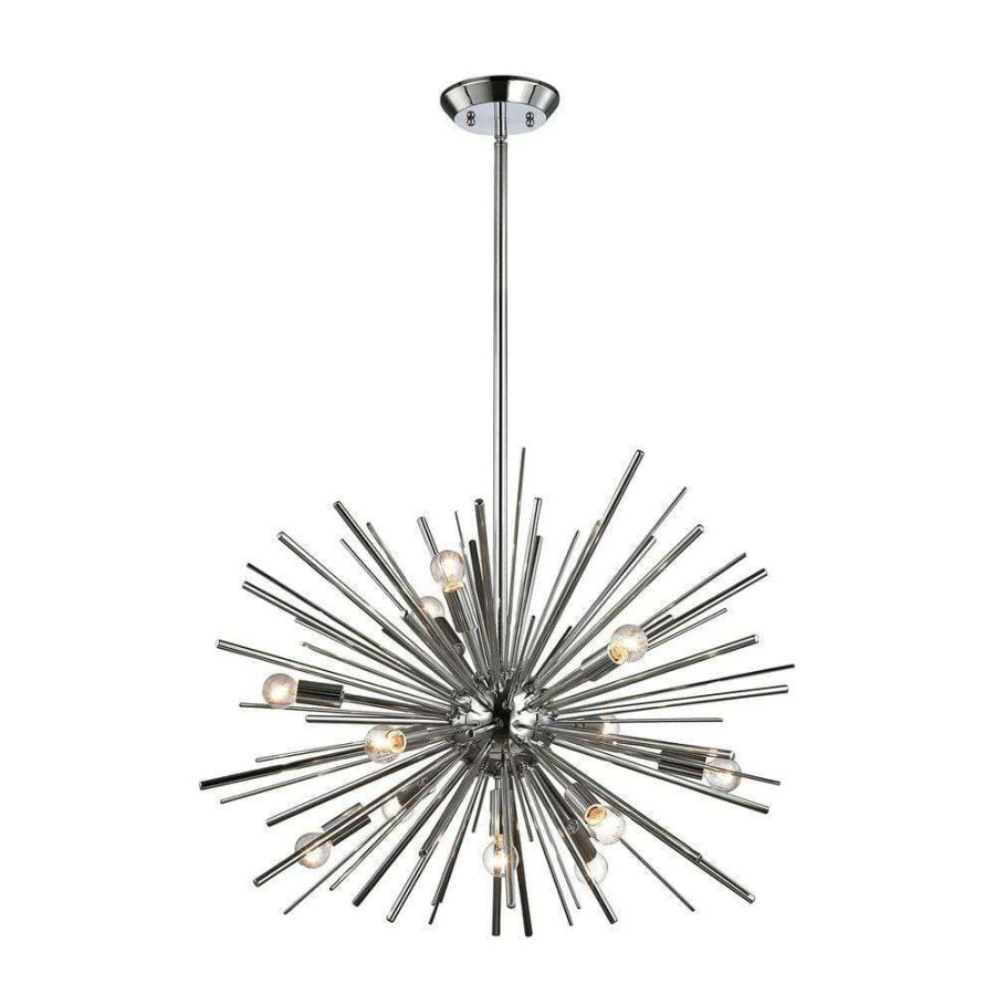 Pendant Lights * | Starburst 12-Light Chrome Pendant By Titan Lighting