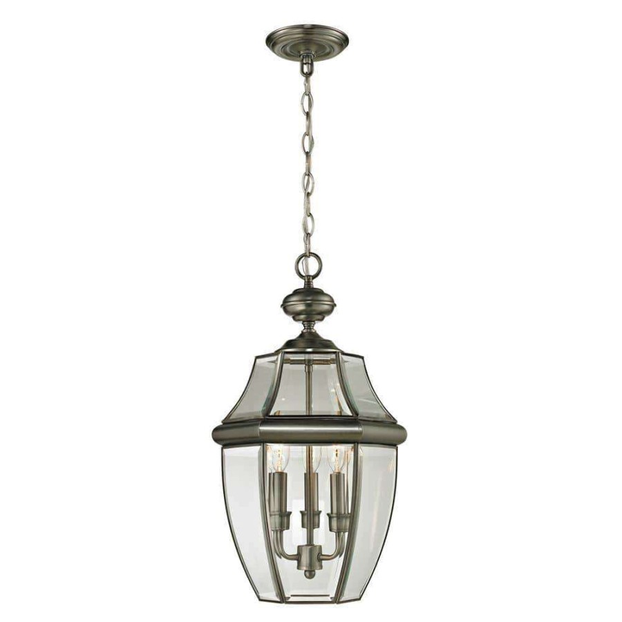 Outdoor Lighting * | Ashford 3-Light Antique Nickel Outdoor Pendant By Titan Lighting