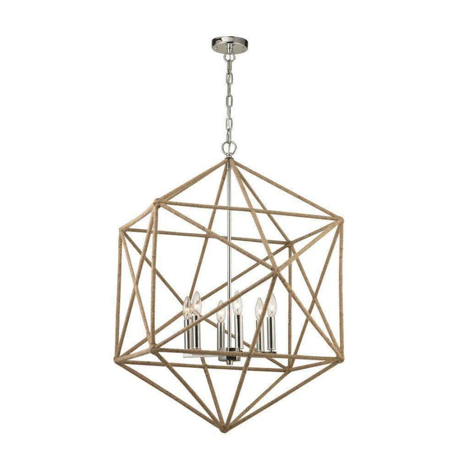 Chandeliers * | Exitor 6-Light Polished Nickel Chandelier By Titan Lighting