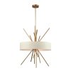 Chandeliers * | Xenia 5-Light Matte Gold Chandelier With Beige Fabric Shade By Titan Lighting