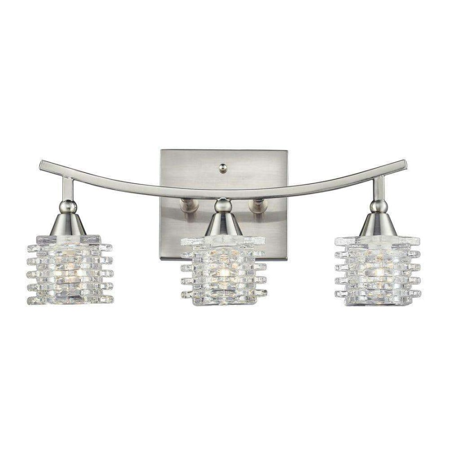 Vanity Lighting * | Matrix 3-Light Satin Nickel Bath Bar Light By Titan Lighting