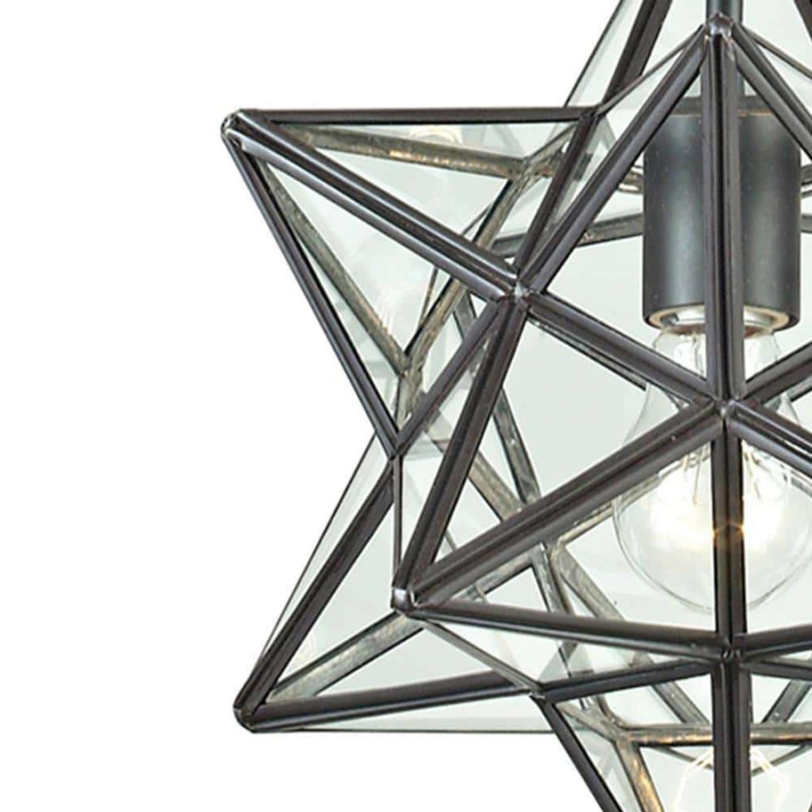 Pendant Lights * | Star 1-Light Clear Glass And Oiled Bronze Pendant Lamp By Titan Lighting