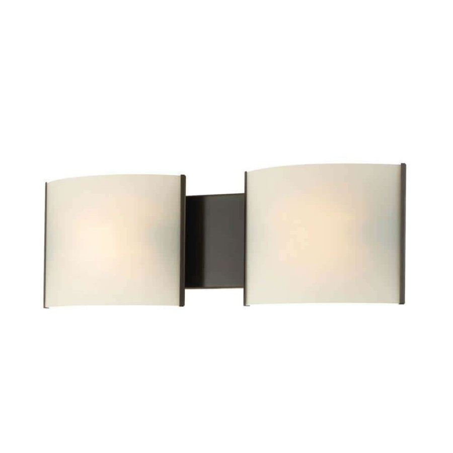 Vanity Lighting * | Pannelli 2-Light Oil Rubbed Bronze Vanity Light With Hand-Moulded White Opal Glass By Titan Lighting