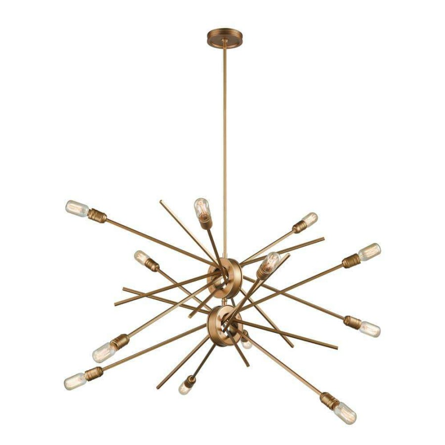 Chandeliers * | Xenia 12-Light Matte Gold Chandelier By Titan Lighting