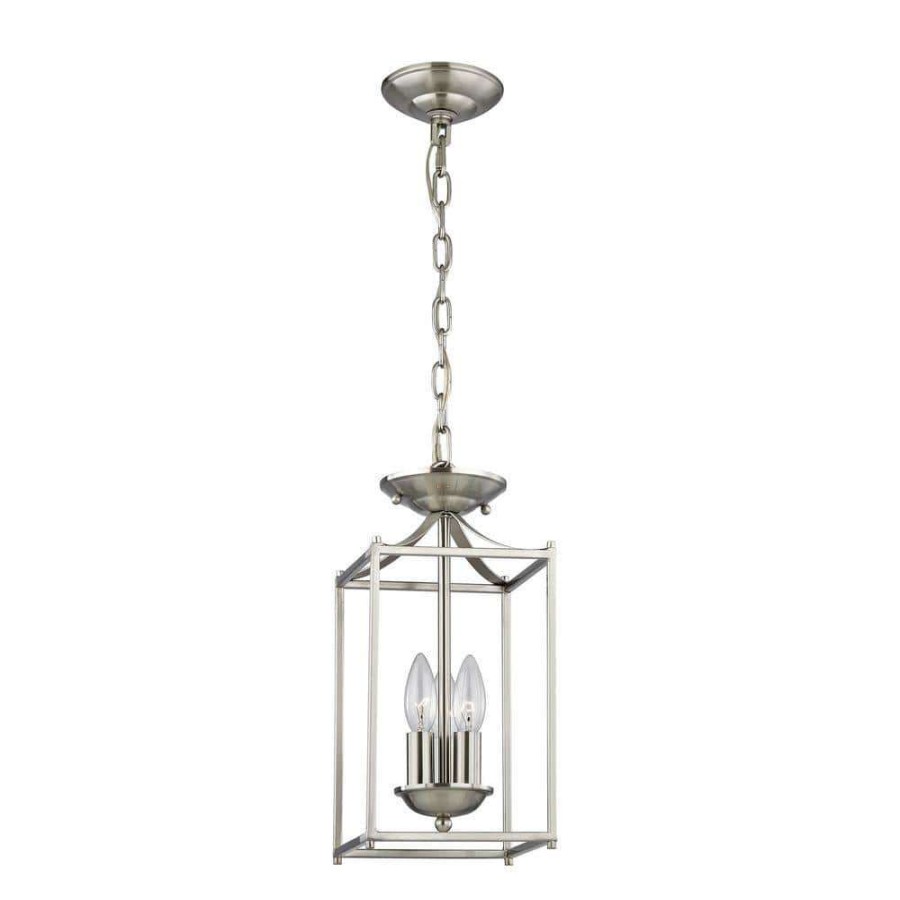 Pendant Lights * | Foyer Collection 3-Light Brushed Nickel Pendant By Titan Lighting