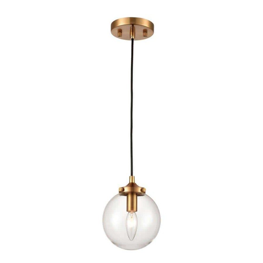 Pendant Lights * | Kendall 1-Light Gold And Matte Black Mini Pendant With Clear Glass Shade By Titan Lighting