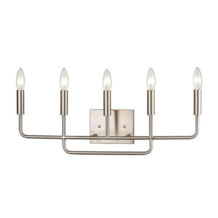 Vanity Lighting * | 25 In. 5 Light Brushed Nickel Vanity Light By Titan Lighting