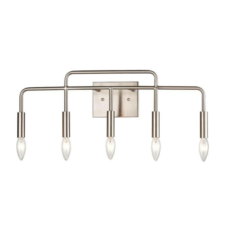 Vanity Lighting * | 25 In. 5 Light Brushed Nickel Vanity Light By Titan Lighting