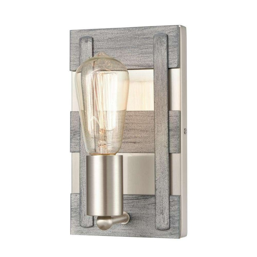 Vanity Lighting * | Brigantine 5 In. 1-Light Weathered Driftwood Vanity Light By Titan Lighting