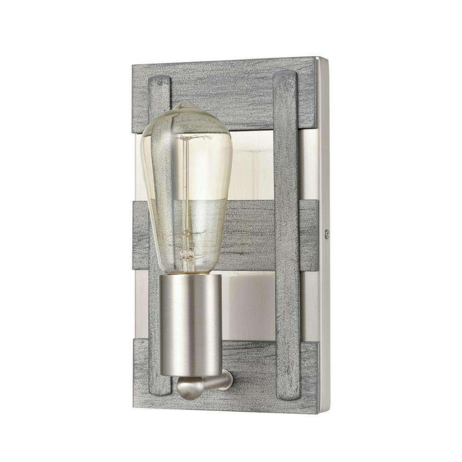 Vanity Lighting * | Brigantine 5 In. 1-Light Weathered Driftwood Vanity Light By Titan Lighting