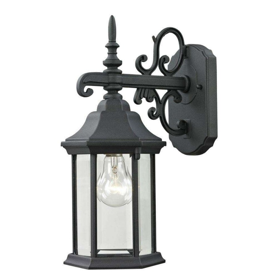 Outdoor Lighting * | Spring Lake 1-Light Outdoor Matte Textured Black Sconce By Titan Lighting