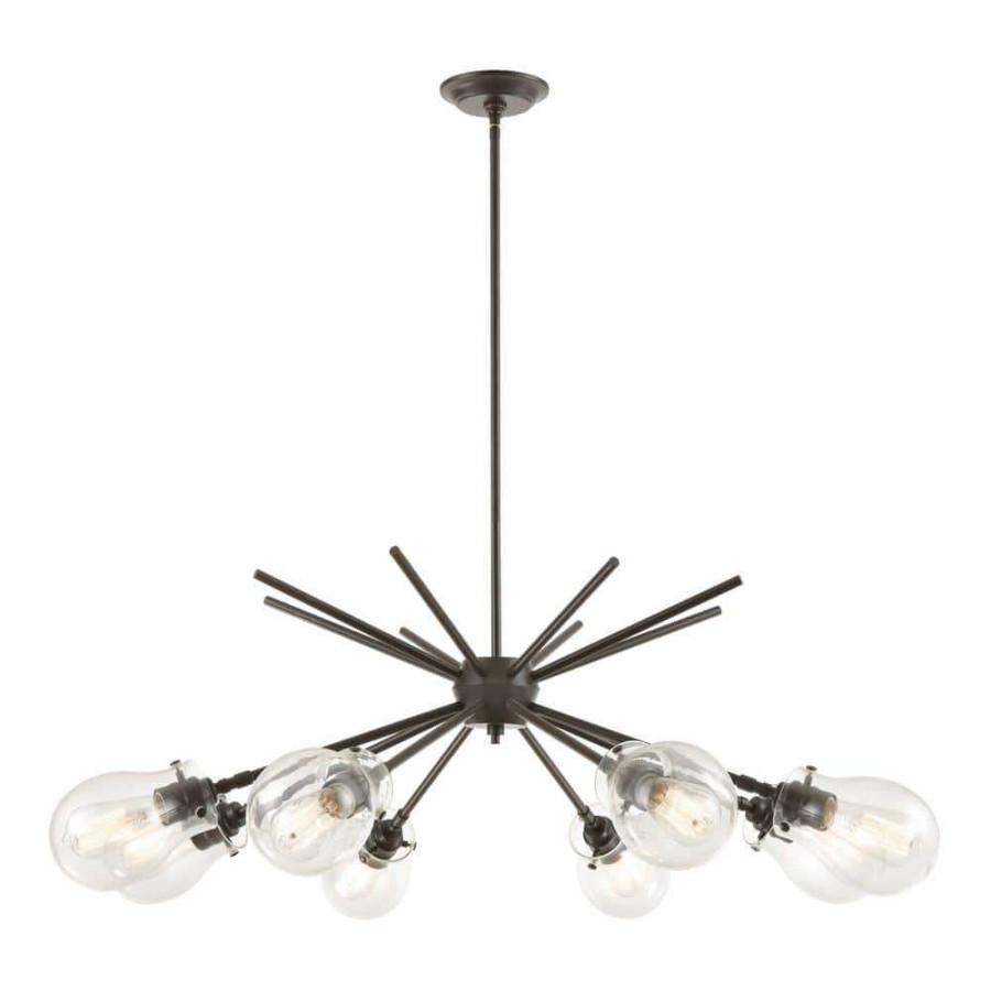 Chandeliers * | Jaelyn 8-Light Oil Rubbed Bronze Chandelier With Glass Shades By Titan Lighting