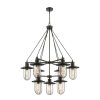 Chandeliers * | Lakeshore Drive 9-Light Matte Black Chandelier With Glass Shades By Titan Lighting