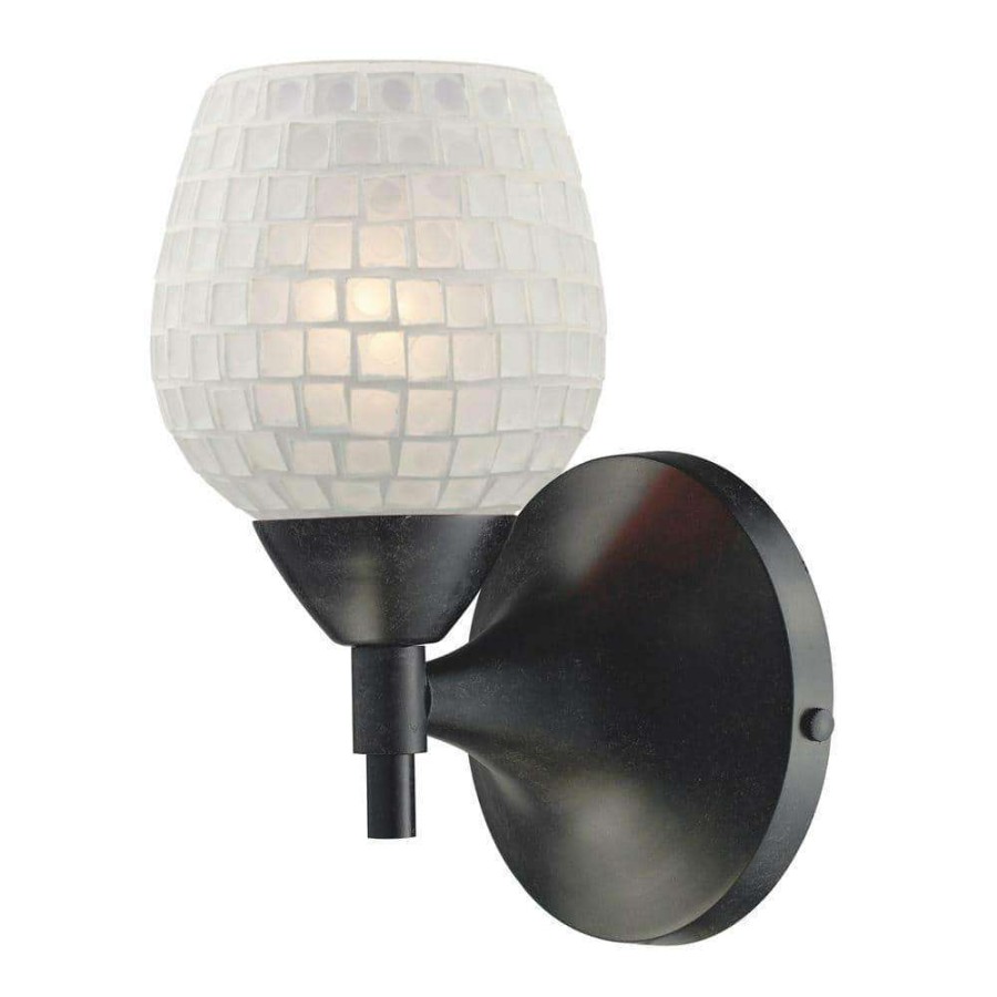 Wall Sconces * | Celina 1-Light Dark Rust Wall Mount Sconce By Titan Lighting