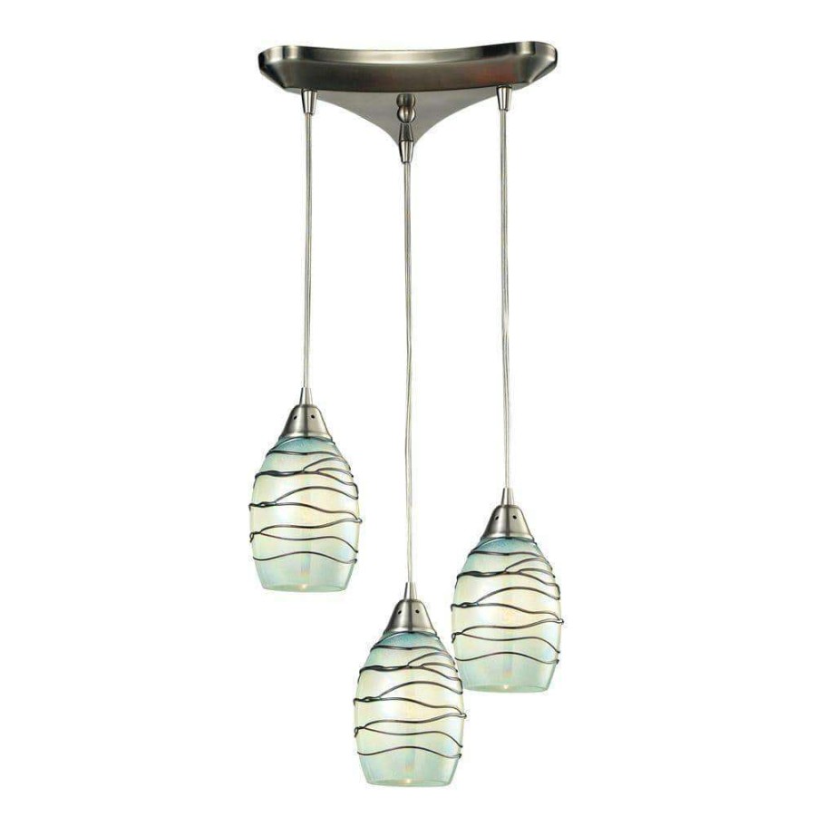 Pendant Lights * | Helice Collection 3-Light Satin Nickel Mini Pendant By Titan Lighting